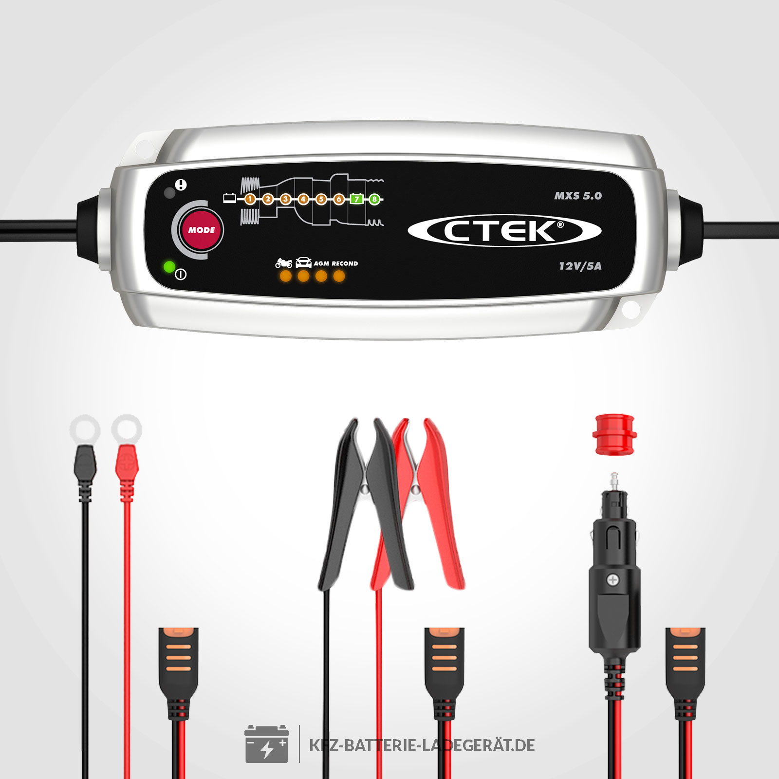CTEK Set Ladegerät MXS5.0 + Ladekabel KFZ Steckdose 56-263 - CTEK Batterie  Ladeg