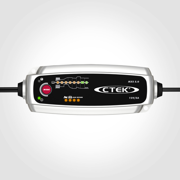 CTEK Set Ladegert MXS 5.0 + Ladekabel mit sen M8 und LED Batterie Statusanzeige