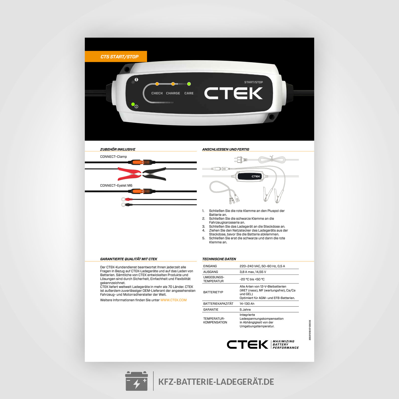 CTEK CTEK CT5 START, STOP, Batterieladegerät 12V…