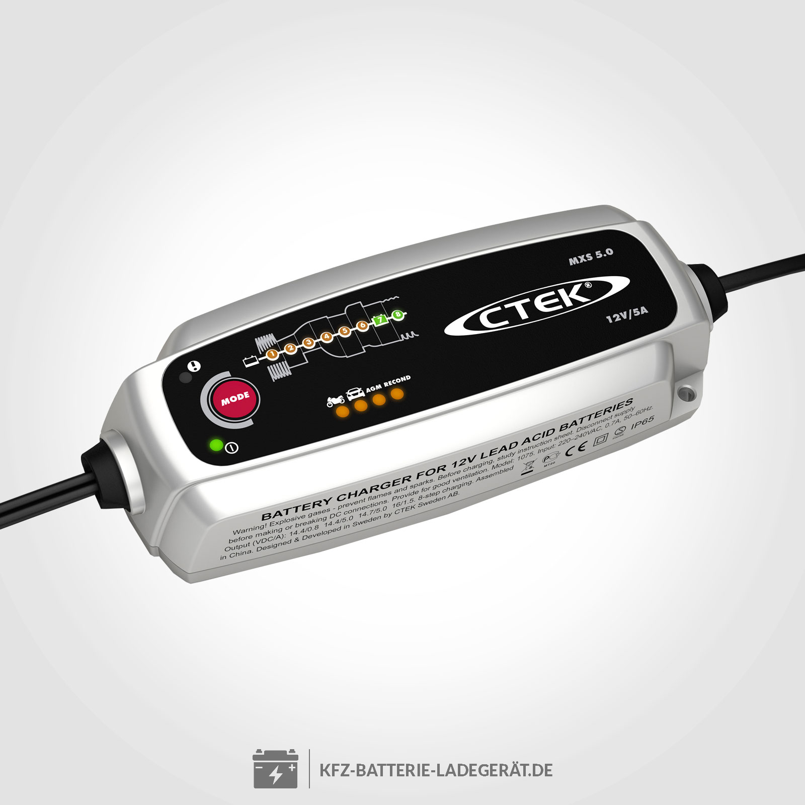 CTEK MXS 5.0 Batterieladegerät 12 V 5,0 A intelligentes Ladegerät für Auto  / Motorrad 56-305